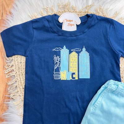 Conj. Camiseta NYC e Bermuda em Sarja - Marinho